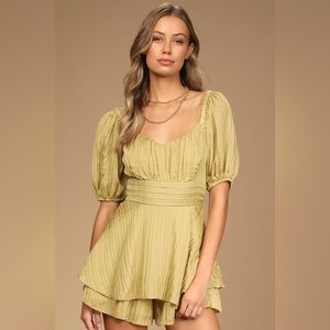 Tiers to You and I Lime Green Tiered Skort Romper size L